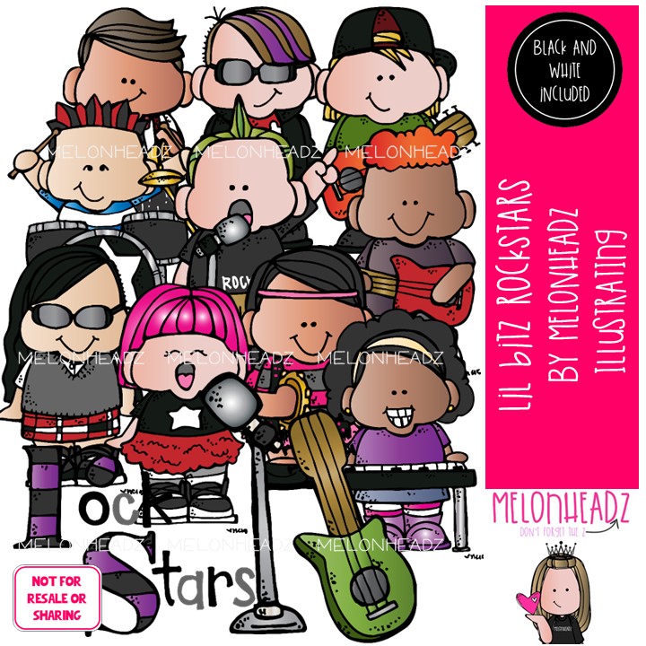 Lil Bitz Rockstars clip art, band, rock n roll COMBO PACK