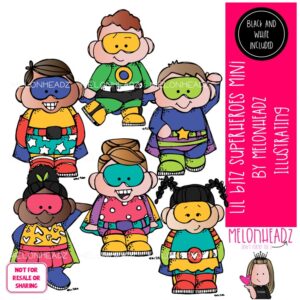 Lil Bitz Superheroes clip art, kid Mini