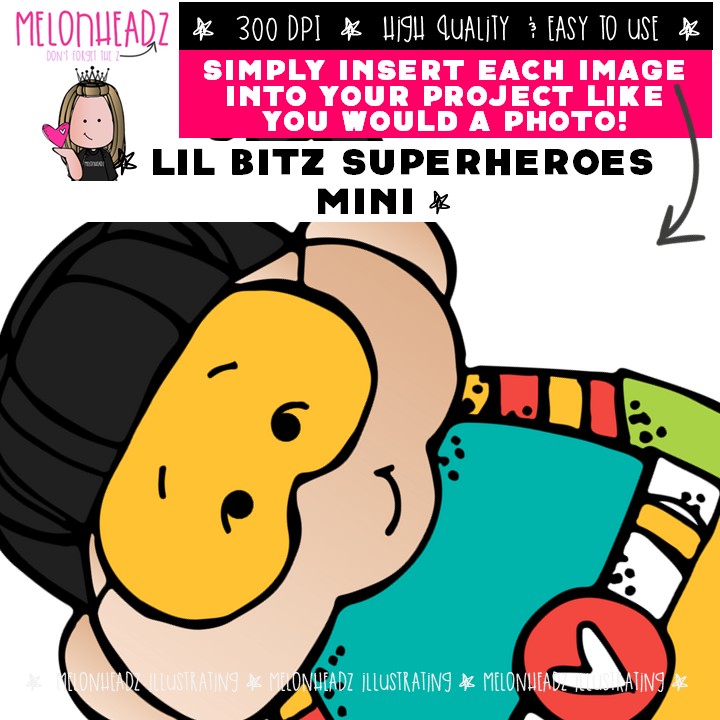 Lil Bitz Superheroes clip art, kid Mini - Image 3