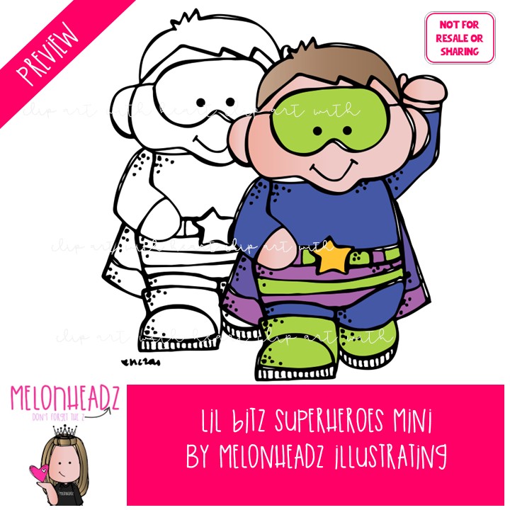 Lil Bitz Superheroes clip art, kid Mini - Image 2