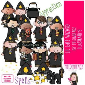 Lil Bitz clip art, wizard, witch COLORED Version
