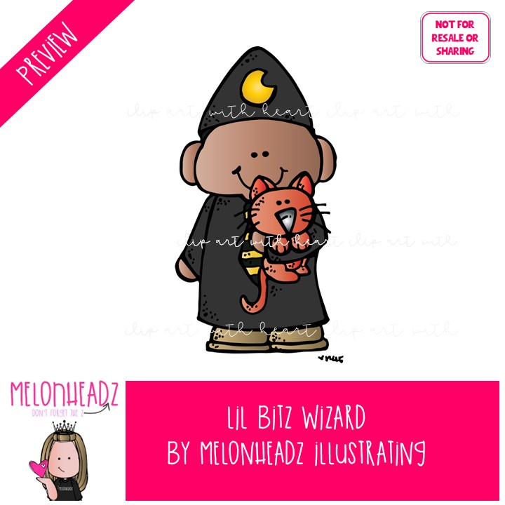 Lil Bitz clip art, wizard, witch COLORED Version - Image 2