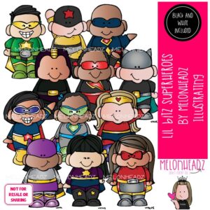 Lil Bitz Superheroes clip art, kid COMBO PACK