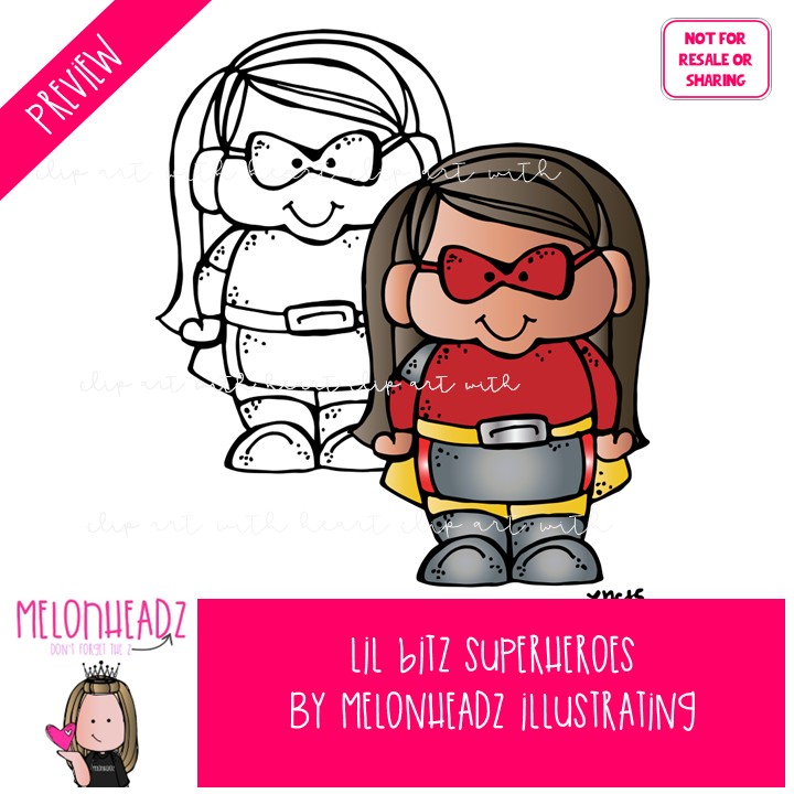Lil Bitz Superheroes clip art, kid COMBO PACK - Image 2