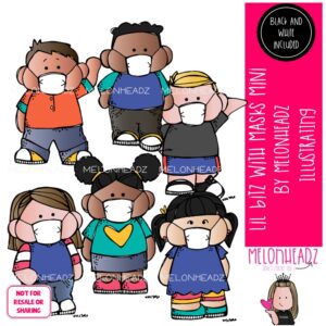 Lil Bitz with Masks clip art, pandemic, face mask Mini