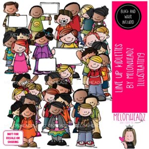 Line Up Kidlettes clip art, group, blank sign COMBO PACK