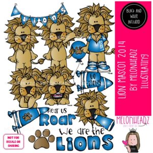 Lion clip art, Mascot, School Spirit COMBO PACK