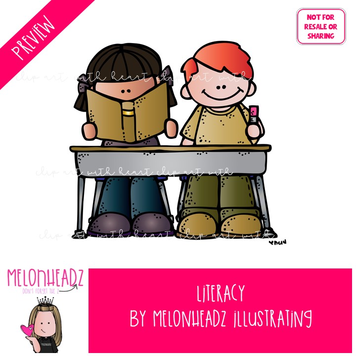 Literacy clip art, reading, writing COLORED Version - Image 2