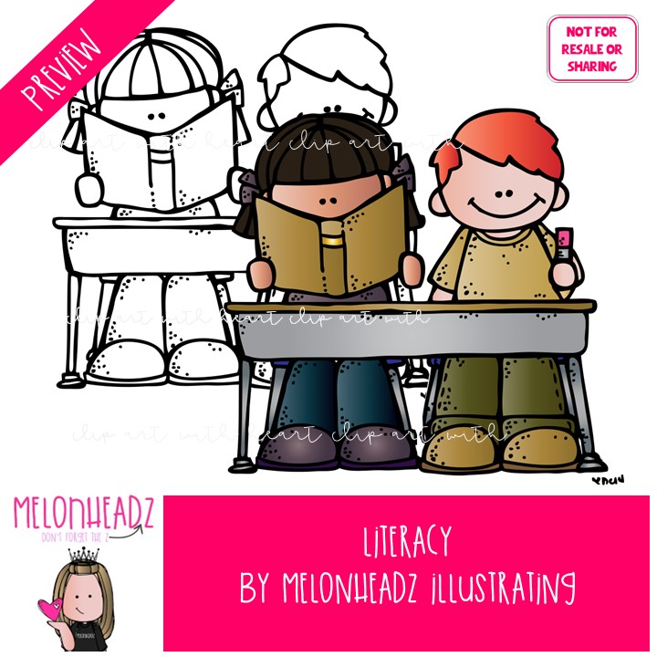 Literacy clip art, reading, writing COMBO PACK - Image 2