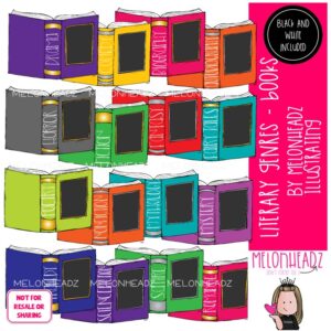 Literary Genres clip art, library, Books COMBO PACK