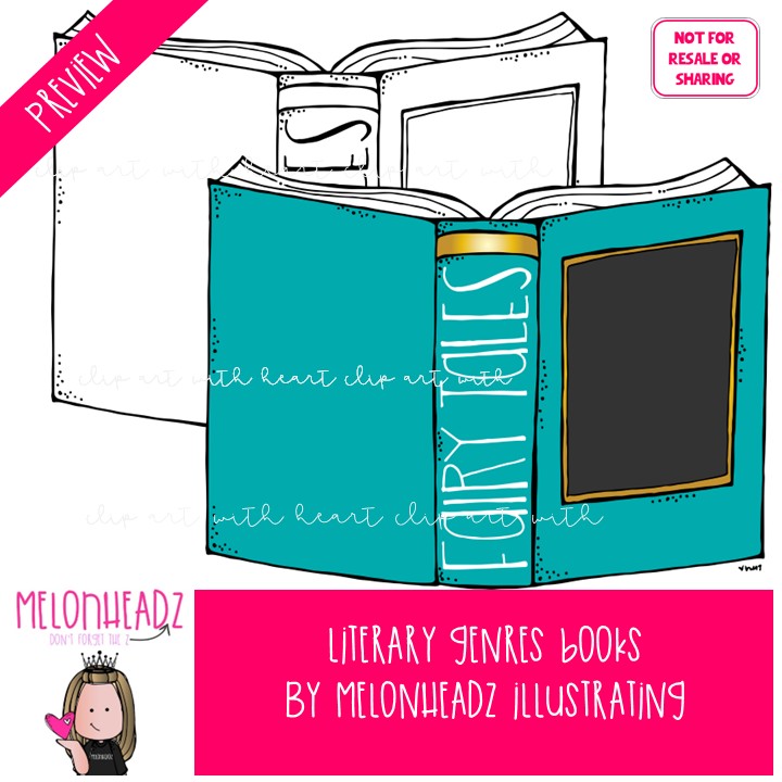 Literary Genres clip art, library, Books COMBO PACK - Image 2