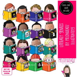 Literary Genres clip art, library, reading Combo Pack