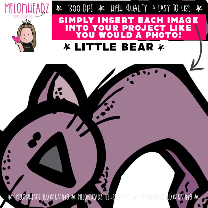 Little Bear clip art, literature, book companion COLORED Version - Image 3