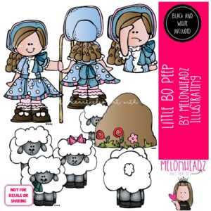 Little Bo Peep clip art, Nursery Rhyme clip art, Literature clip art Mini