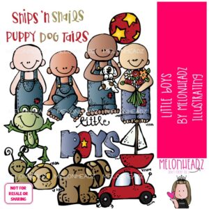 Little Boys clip art, toddler, toys COLORED Version