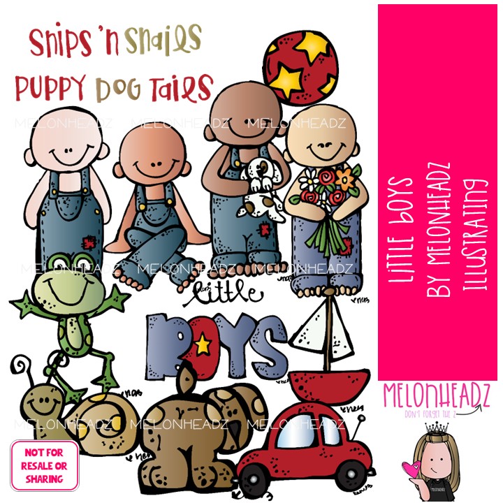 Little Boys clip art, toddler, toys COLORED Version