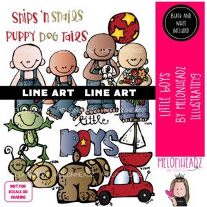 Little Boys clip art, toddler, toys LINE ART and BLACK AND WHITE