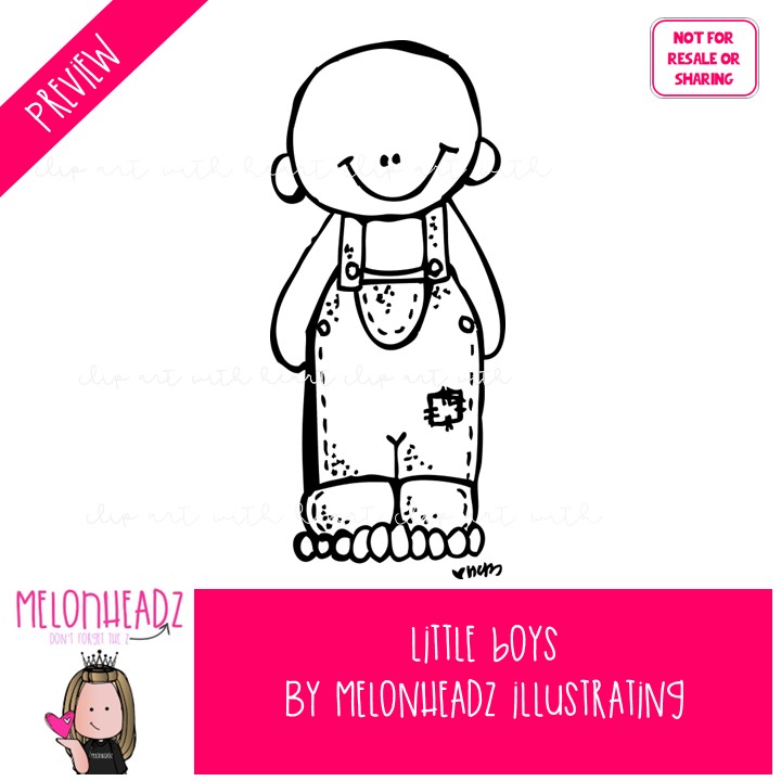 Little Boys clip art, toddler, toys LINE ART and BLACK AND WHITE - Image 2