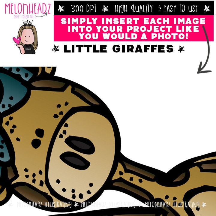 Little Giraffes clip art, animal COLORED Version - Image 3
