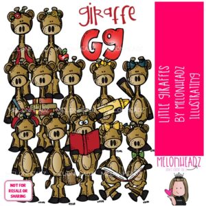Little Giraffes clip art, animal COLORED Version
