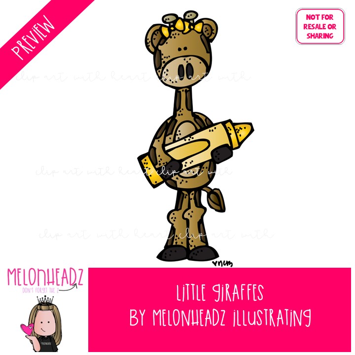 Little Giraffes clip art, animal COLORED Version - Image 2