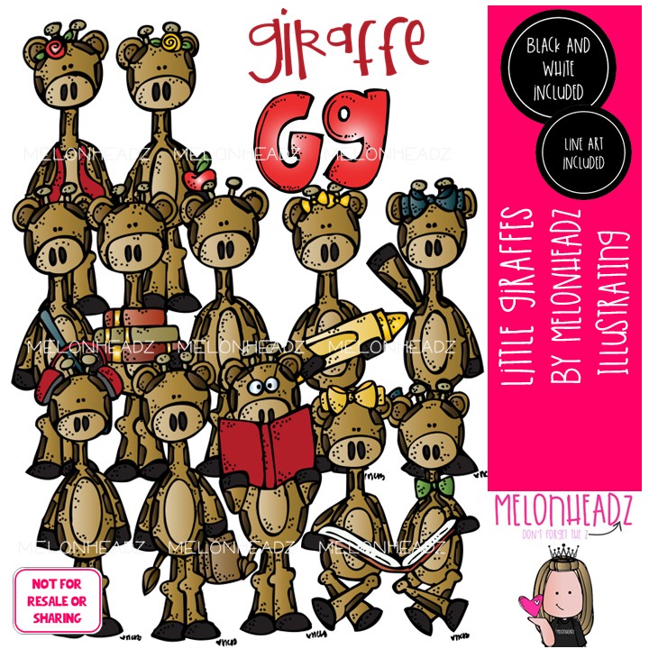 Little Giraffes clip art, animal COMBO PACK