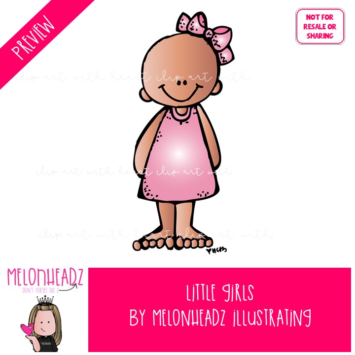 Little Girls clip art, toddler, toy COLORED Version - Image 2