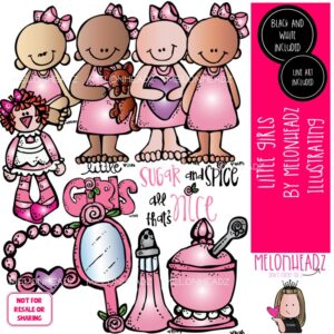 Little Girls clip art, toddler, toy COMBO PACK