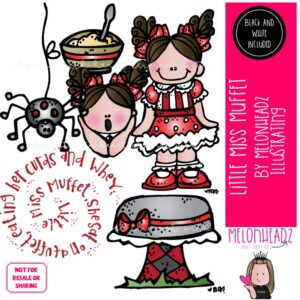 Little Miss Muffet clip art 2013, Nursery Rhyme clip art, Literature clip art Mini