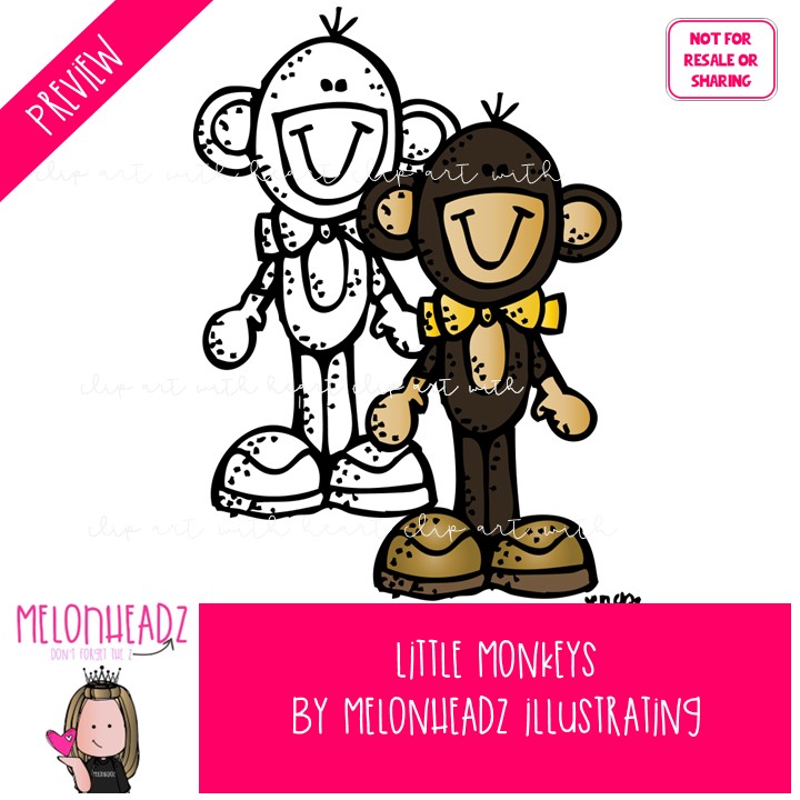Little monkeys clip art, primate COMBO PACK - Image 2