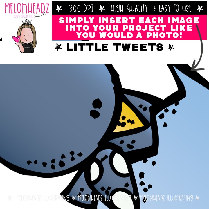 Little Tweets clip art, bird, tree COLORED Version - Image 3