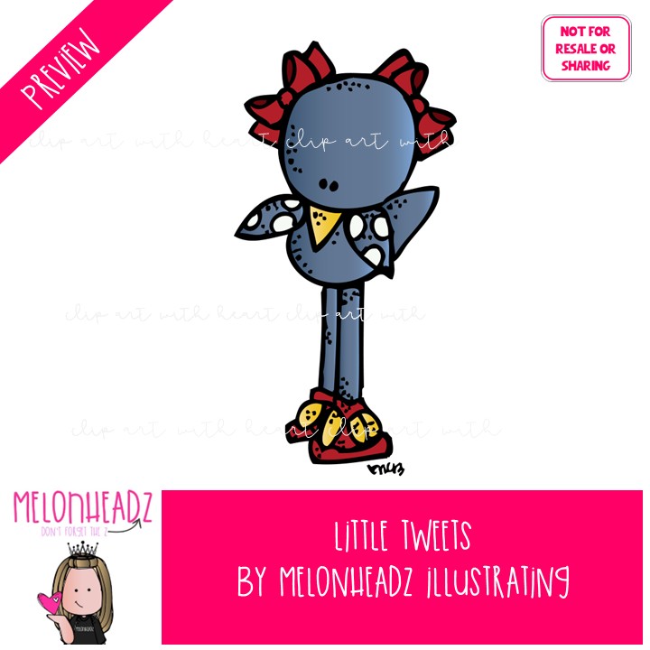 Little Tweets clip art, bird, tree COLORED Version - Image 2