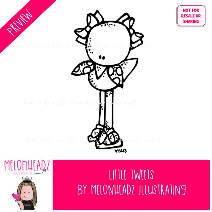 Little Tweets clip art, bird, tree LINE ART and BLACK AND WHITE - Image 2