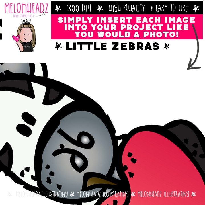Little Zebras clip art, school COLORED Version - Image 3