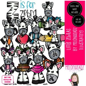 Little zebras clip art, school COMBO PACK