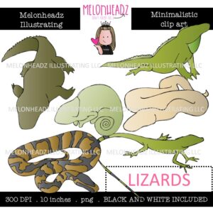 Lizards clip art, Minimal Style Mini