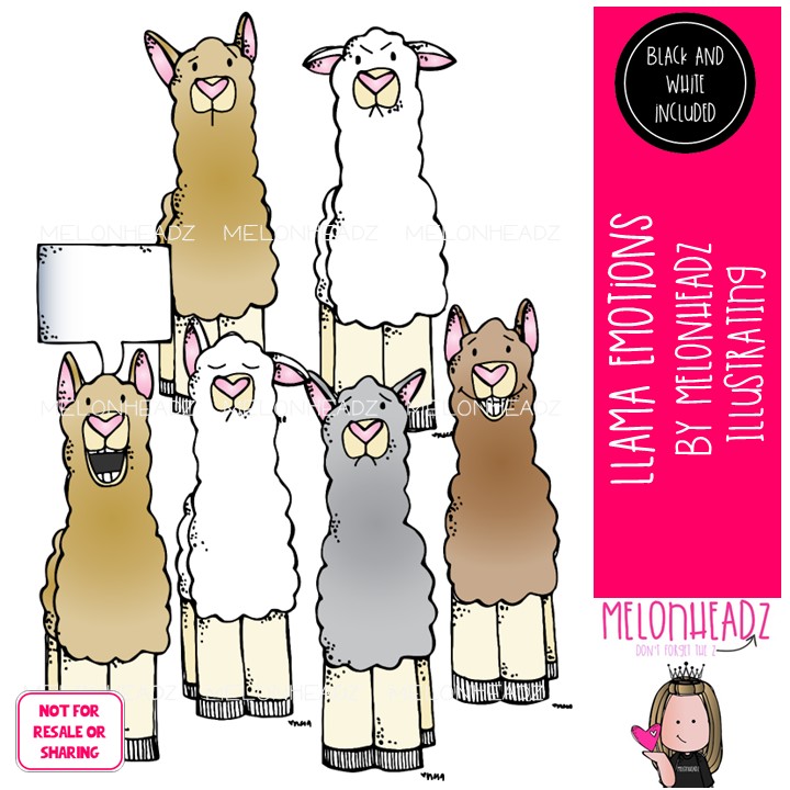 Llama clip art, Emotions, expressions, feelings Mini