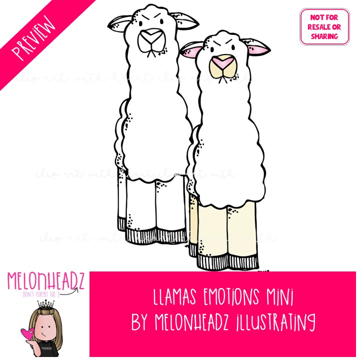 Llama clip art, Emotions, expressions, feelings Mini - Image 2