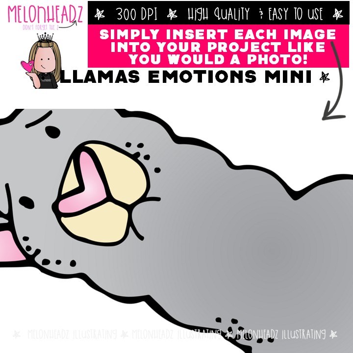 Llama clip art, Emotions, expressions, feelings Mini - Image 3