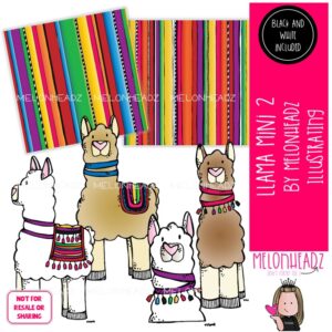 Llama clip art 2, digital paper Mini