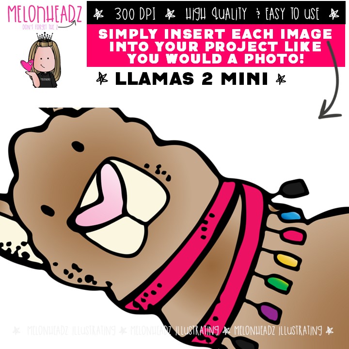 Llama clip art 2, digital paper Mini - Image 3