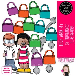 Lock and Key clip art, multicolored Mini