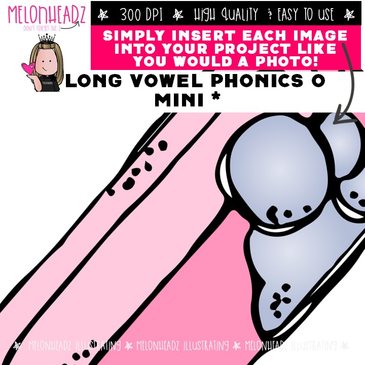 Long O Vowel clip art, Phonics, Parts of Speech Mini - Image 3