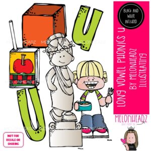 Long U Vowel clip art, Phonics, parts of speech Mini