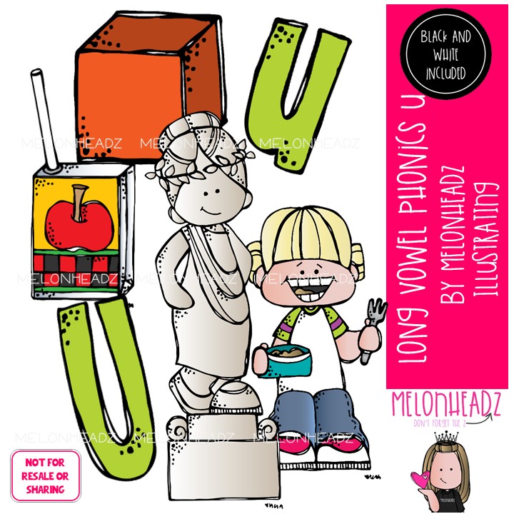 Long U Vowel clip art, Phonics, parts of speech Mini