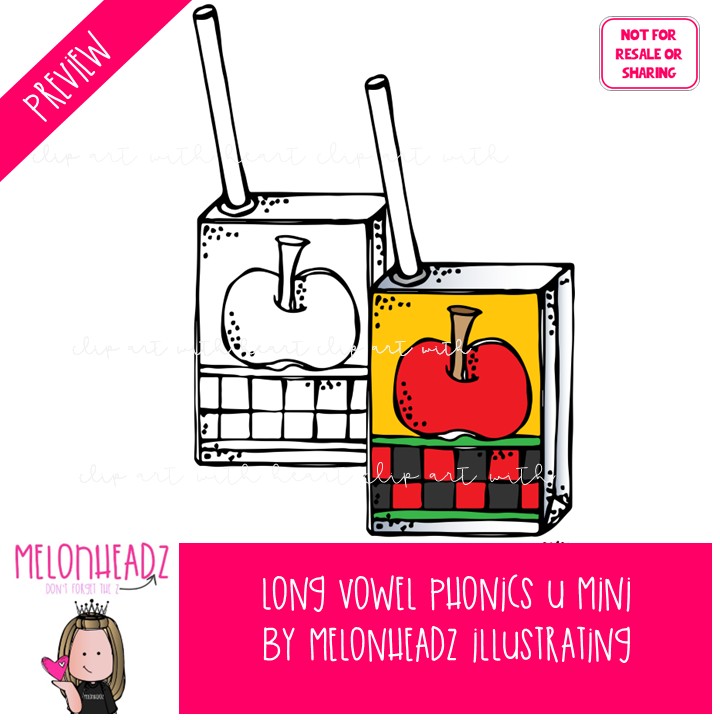 Long U Vowel clip art, Phonics, parts of speech Mini - Image 2