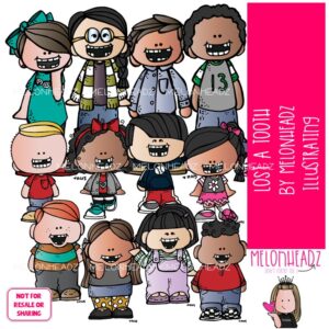 Lost a Tooth clip art, Kidlettes, Bobbleheadz, Lil Bitz COLORED Version