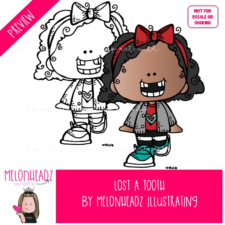 Lost a Tooth clip art, Kidlettes, Bobbleheadz, Lil Bitz COMBO PACK - Image 2