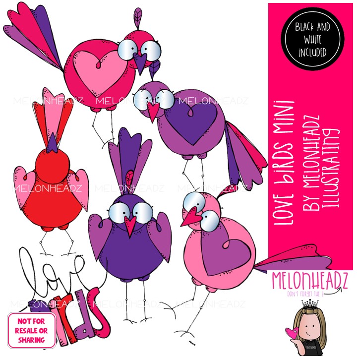 Love Birds clip art, Valentine's Day clip art Mini