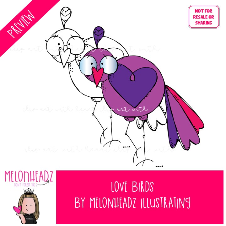 Love Birds clip art, Valentine's Day clip art Mini - Image 2
